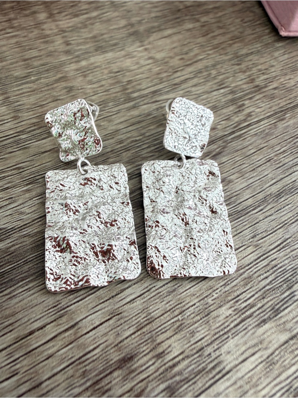 brand new Silver Textured Rectangle Drop Earrings